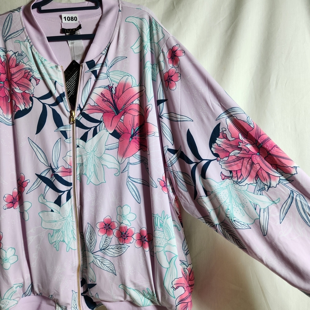 IMAN Womans 5X Reversible Soft Pink With Floral Stretch Jacket - Picture 3 of 11